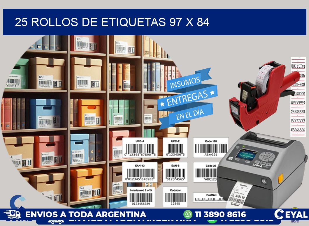 25 ROLLOS DE ETIQUETAS 97 x 84