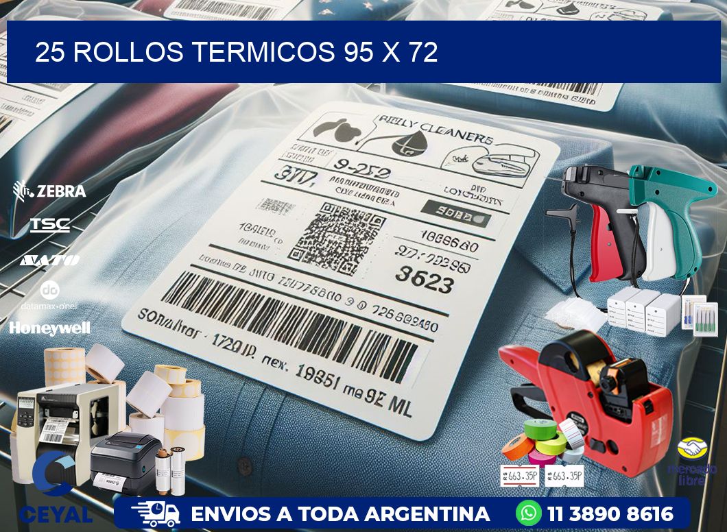 25 ROLLOS TERMICOS 95 x 72