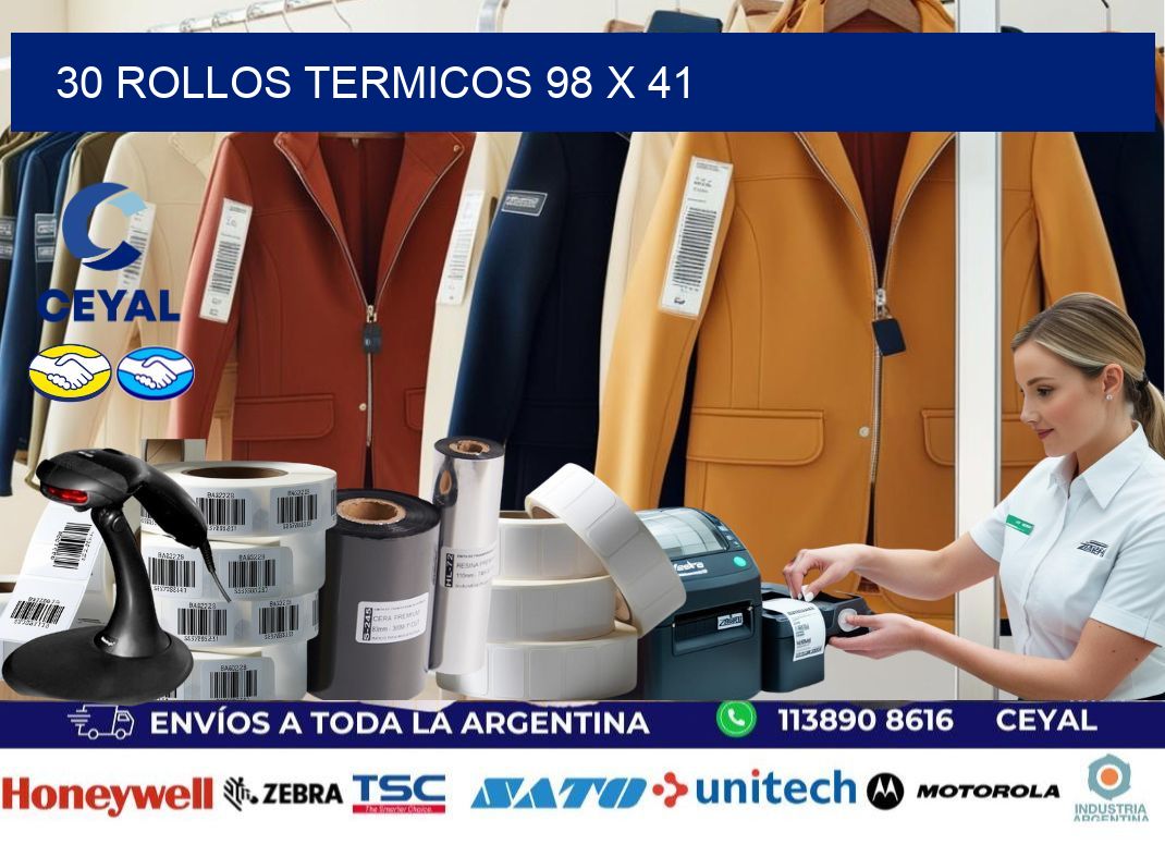 30 ROLLOS TERMICOS 98 x 41