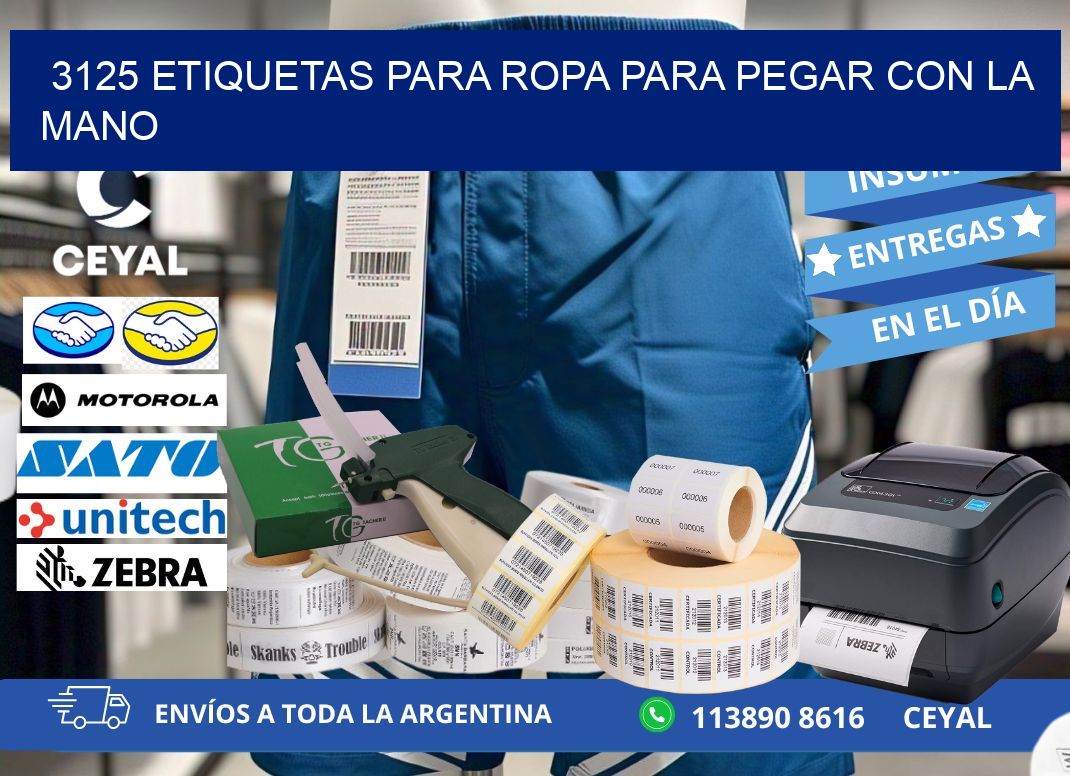 3125 Etiquetas para ropa para pegar con la mano