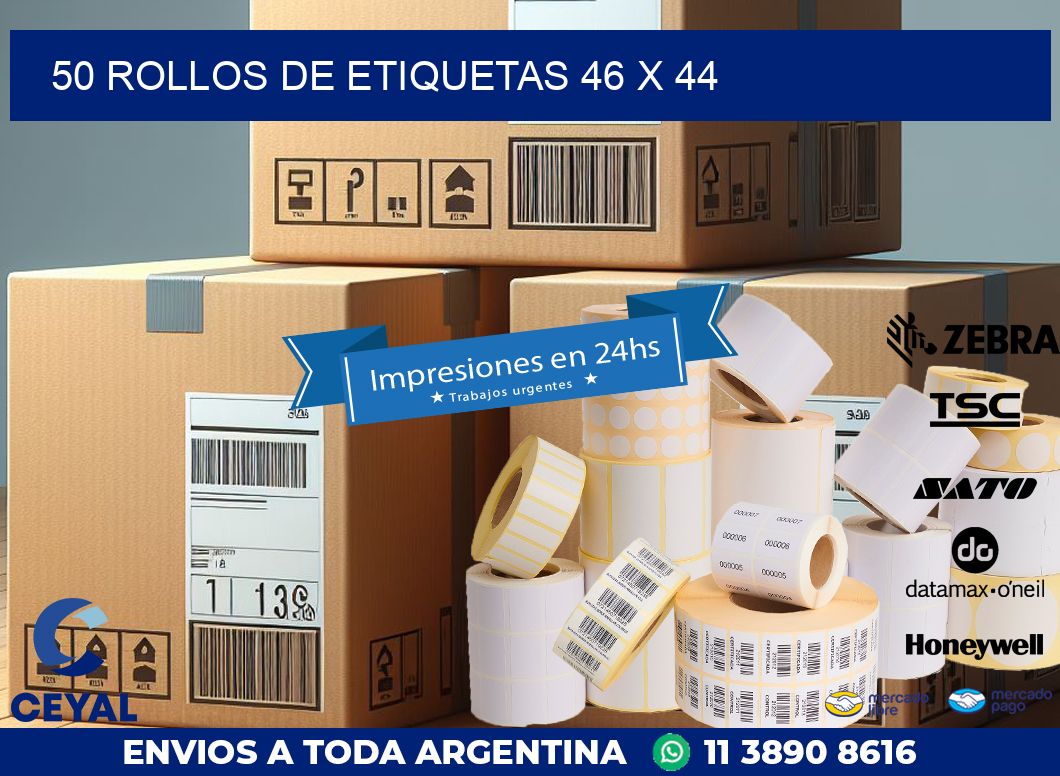 50 ROLLOS DE ETIQUETAS 46 x 44