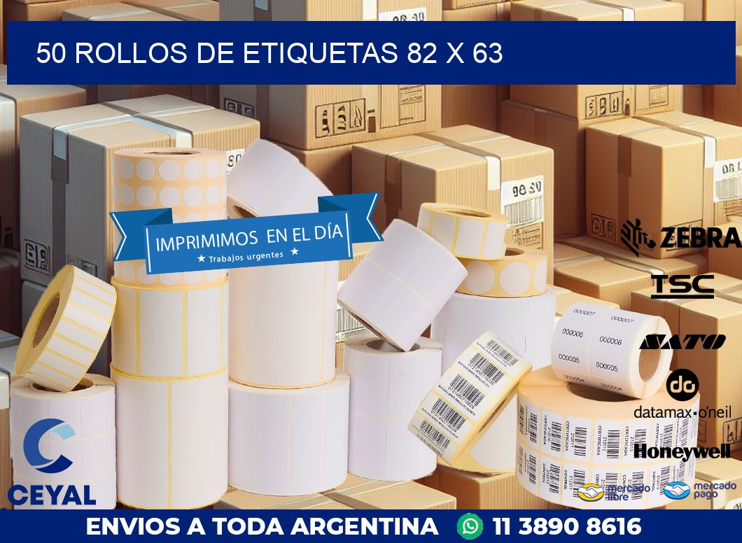 50 ROLLOS DE ETIQUETAS 82 x 63