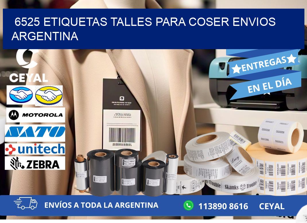 6525 ETIQUETAS TALLES PARA COSER ENVIOS ARGENTINA