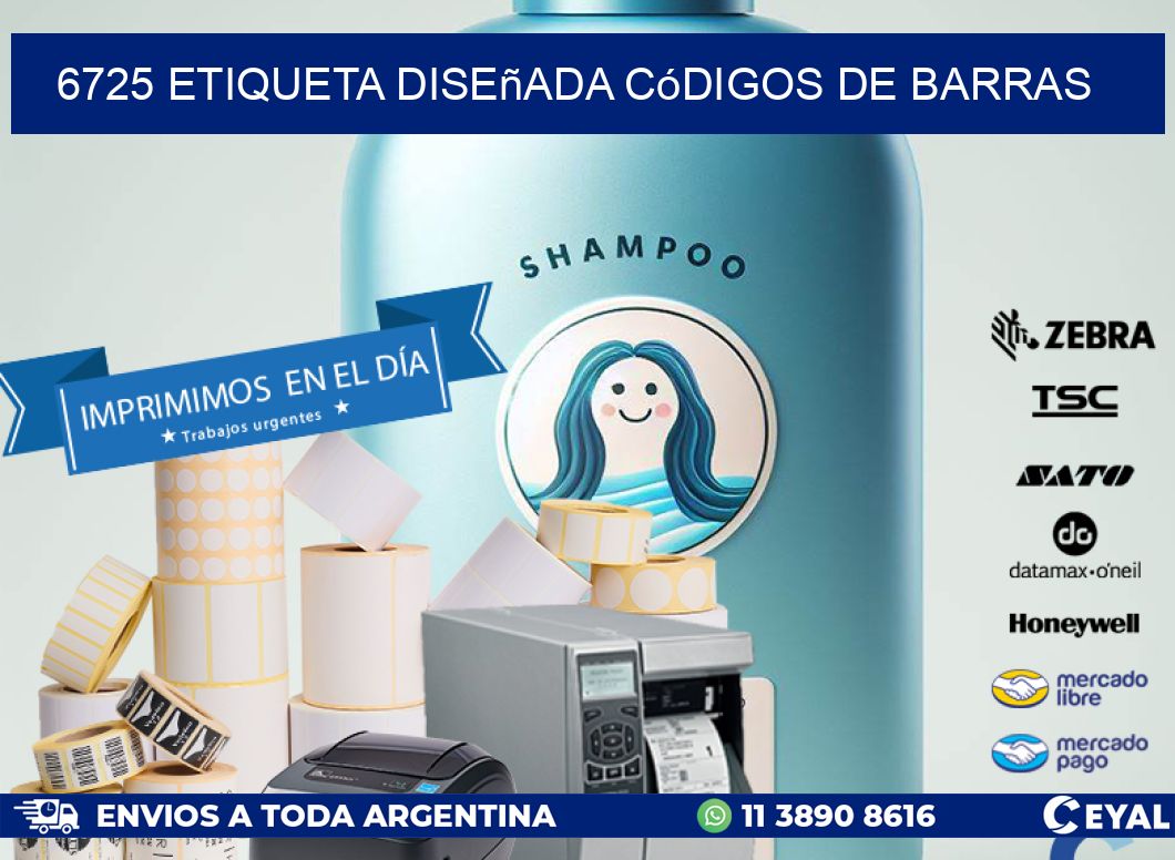 6725 etiqueta diseñada códigos de barras