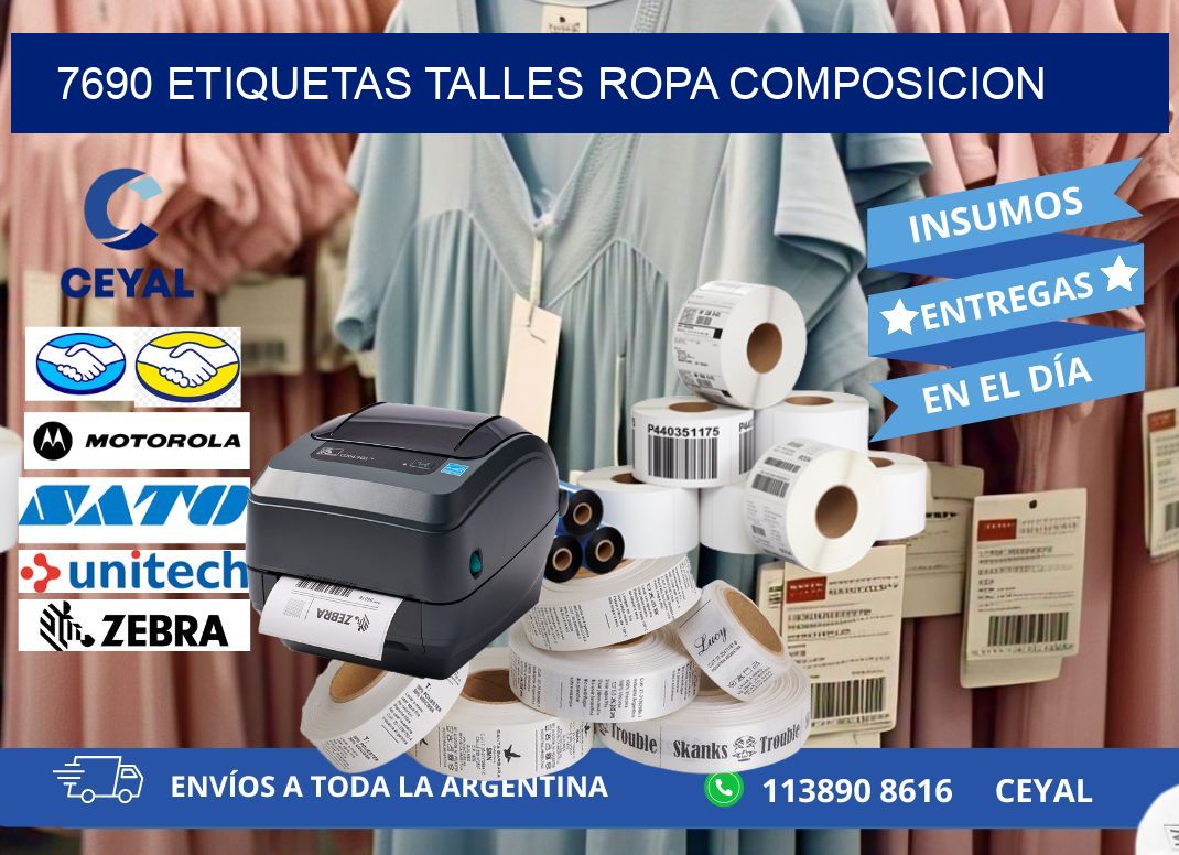 7690 ETIQUETAS TALLES ROPA COMPOSICION