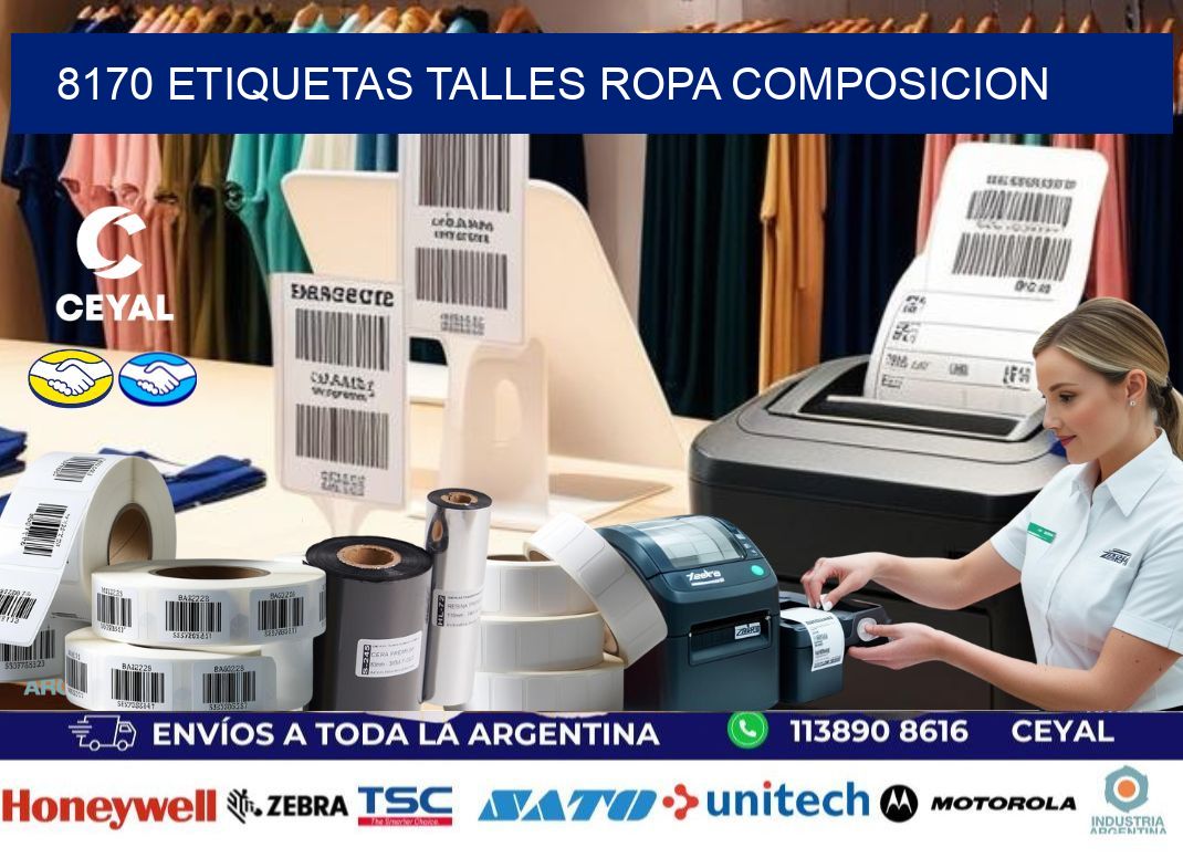 8170 ETIQUETAS TALLES ROPA COMPOSICION