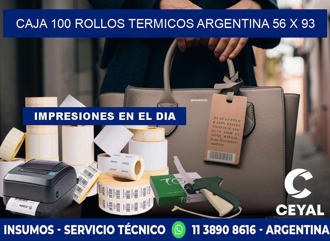 CAJA 100 ROLLOS TERMICOS ARGENTINA 56 x 93