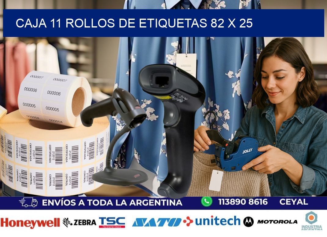 CAJA 11 ROLLOS DE ETIQUETAS 82 x 25