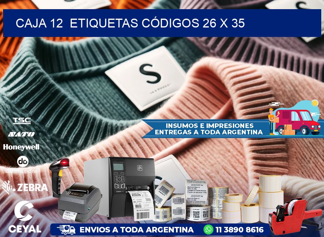 CAJA 12  ETIQUETAS CÓDIGOS 26 x 35