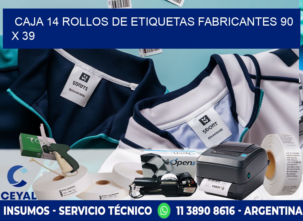 CAJA 14 ROLLOS DE ETIQUETAS FABRICANTES 90 x 39