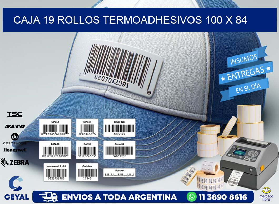 CAJA 19 ROLLOS TERMOADHESIVOS 100 x 84