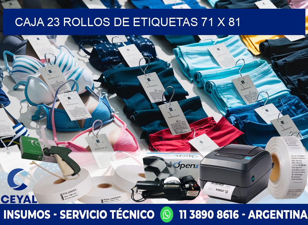 CAJA 23 ROLLOS DE ETIQUETAS 71 x 81