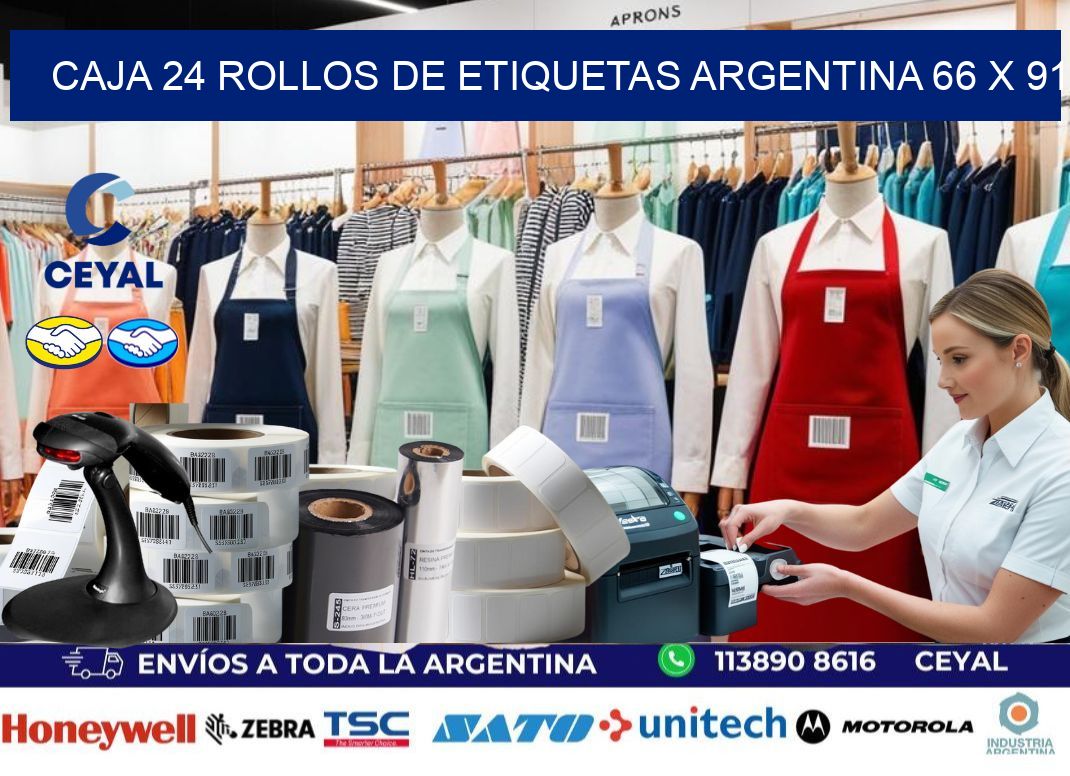 CAJA 24 ROLLOS DE ETIQUETAS ARGENTINA 66 x 91