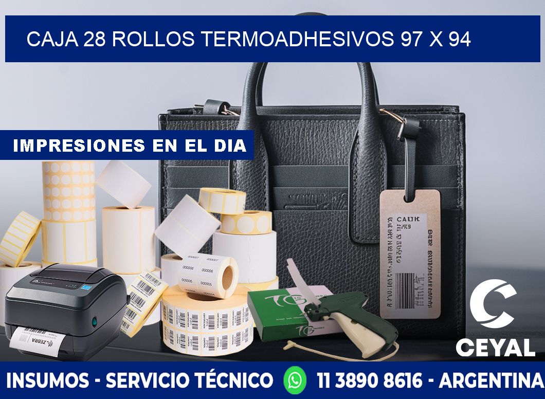 CAJA 28 ROLLOS TERMOADHESIVOS 97 x 94