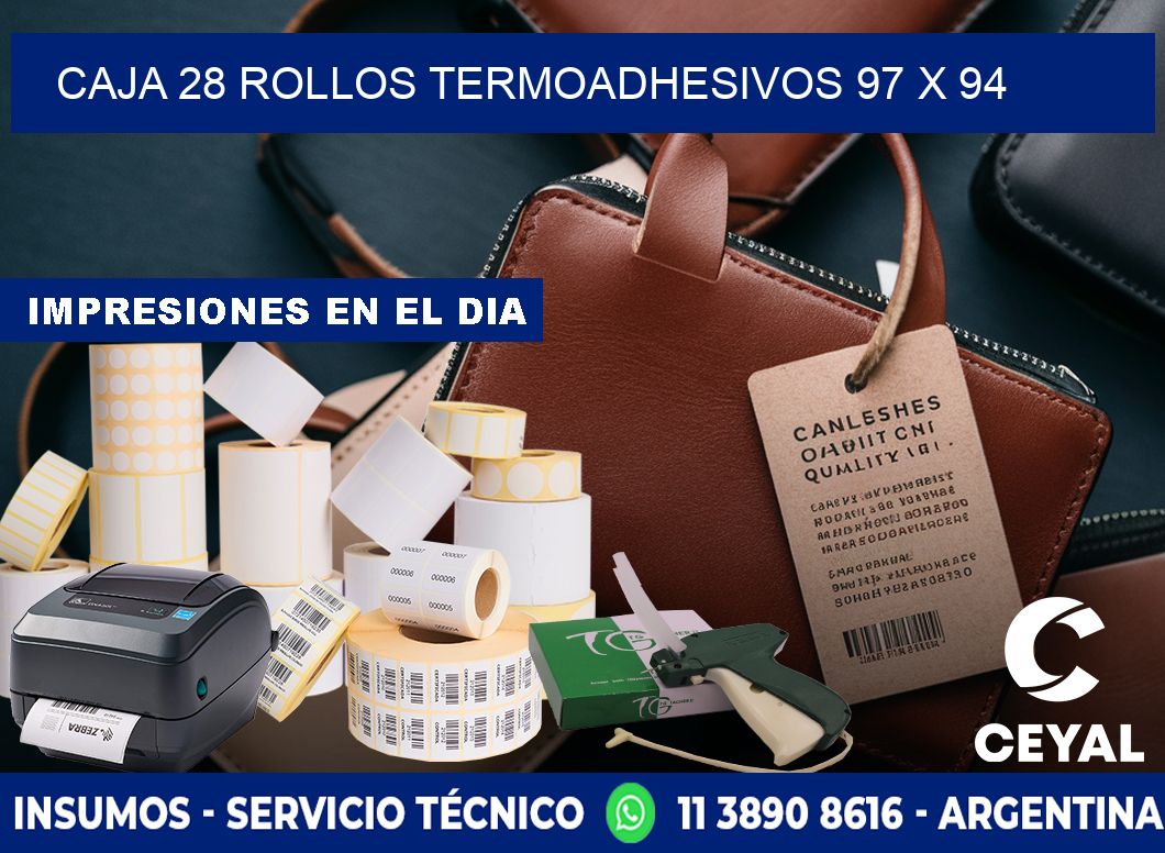 CAJA 28 ROLLOS TERMOADHESIVOS 97 x 94