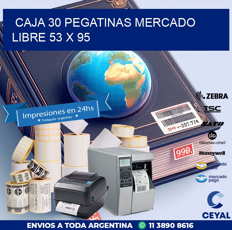 CAJA 30 PEGATINAS MERCADO LIBRE 53 x 95