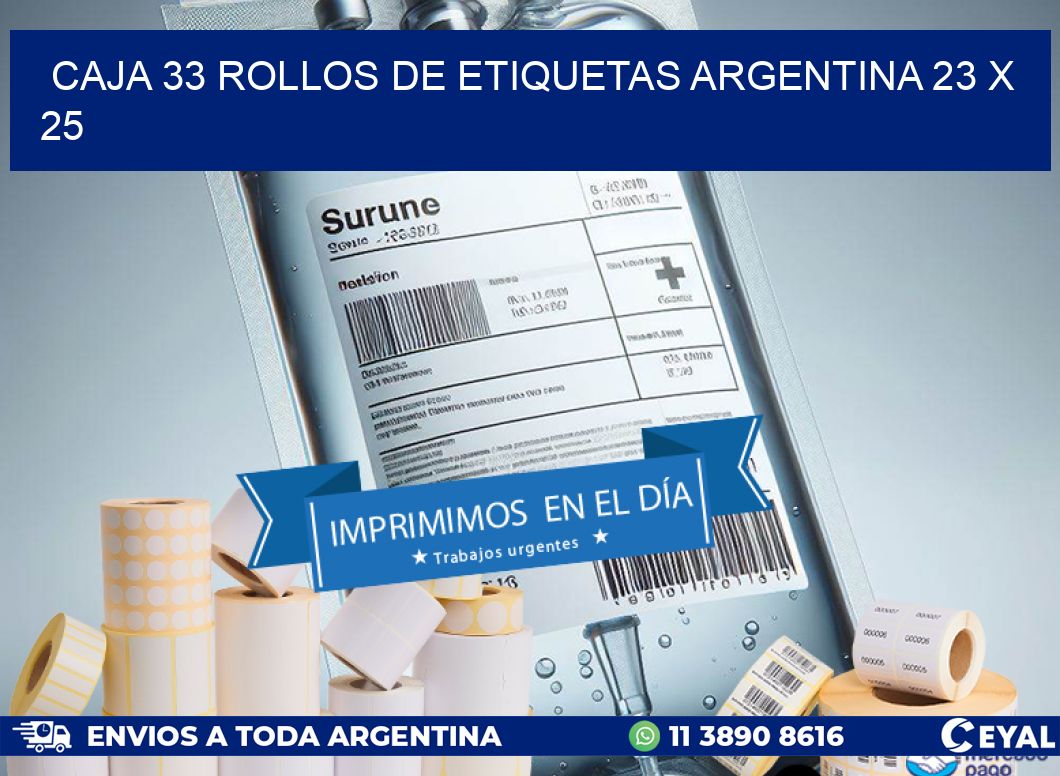 CAJA 33 ROLLOS DE ETIQUETAS ARGENTINA 23 x 25