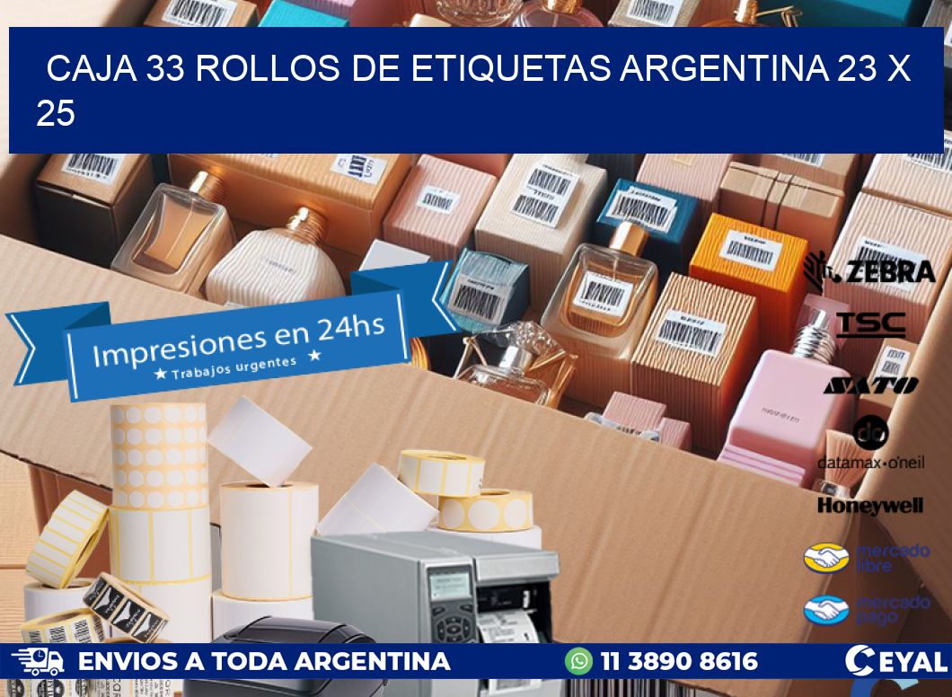 CAJA 33 ROLLOS DE ETIQUETAS ARGENTINA 23 x 25