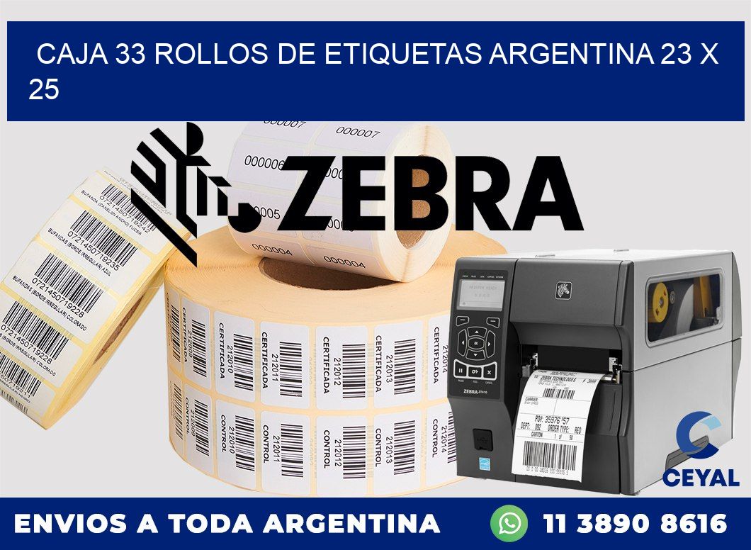 CAJA 33 ROLLOS DE ETIQUETAS ARGENTINA 23 x 25