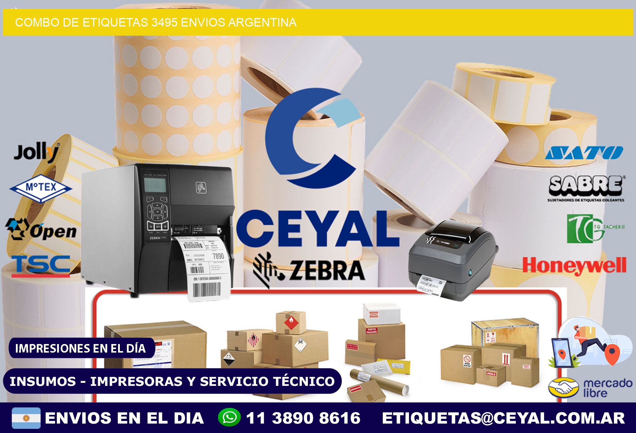 Combo de etiquetas 3495 ENVIOS ARGENTINA