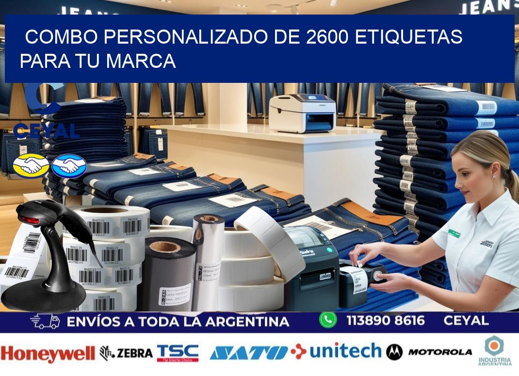 Combo personalizado de 2600 etiquetas para tu marca