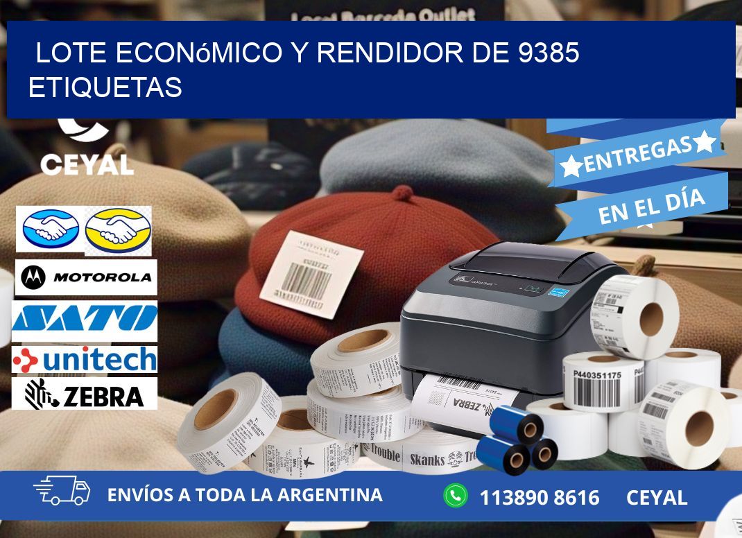 Lote económico y rendidor de 9385 etiquetas