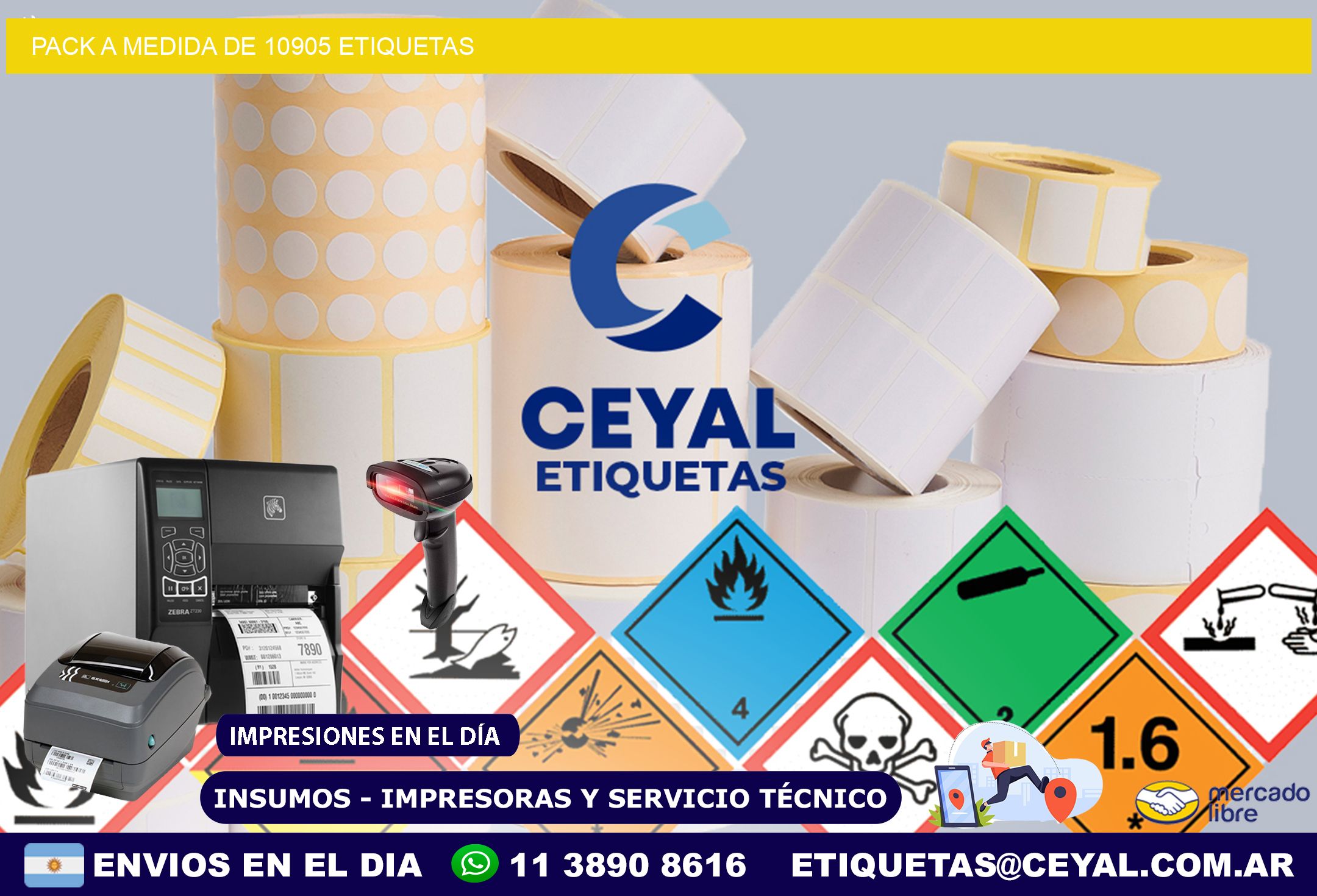Pack a medida de 10905 etiquetas