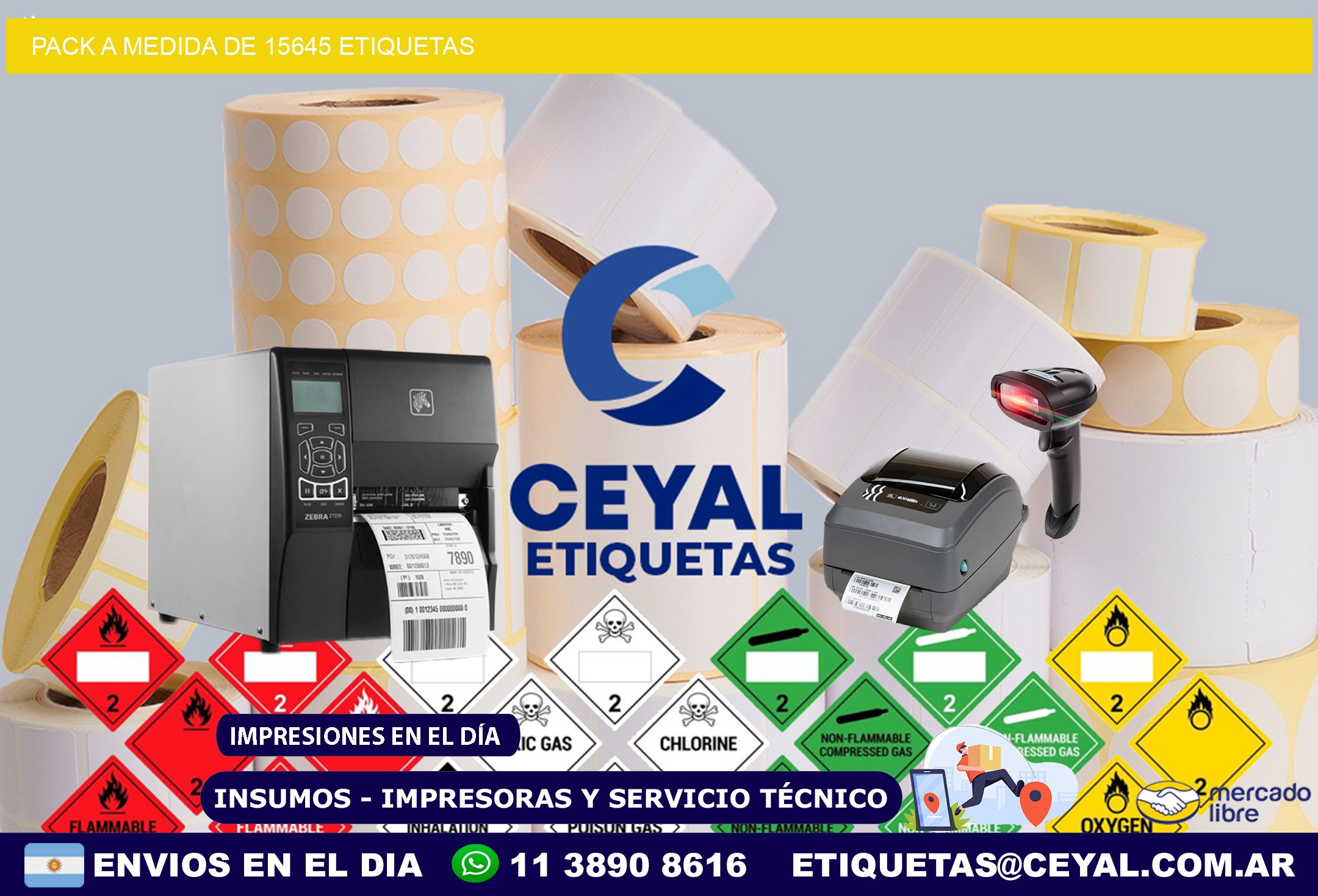 Pack a medida de 15645 etiquetas