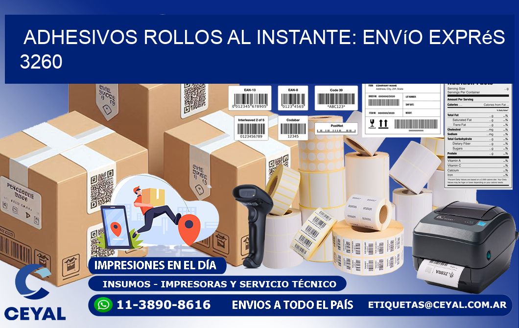 Adhesivos rollos al Instante: Envío Exprés 3260