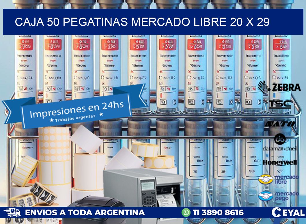 CAJA 50 PEGATINAS MERCADO LIBRE 20 x 29