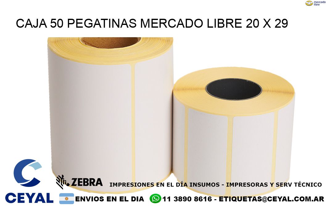 CAJA 50 PEGATINAS MERCADO LIBRE 20 x 29