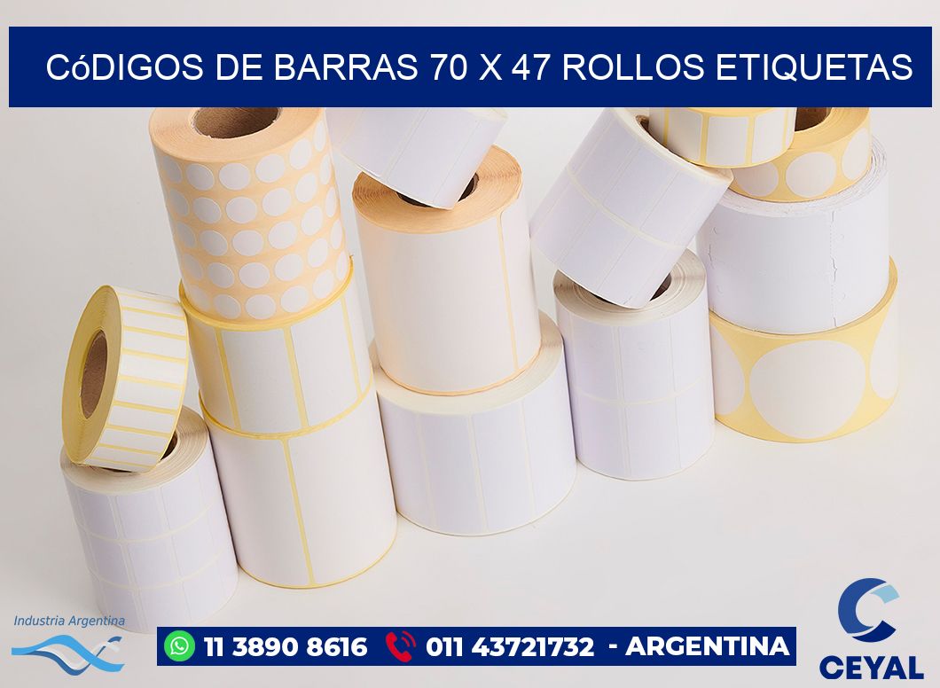 Códigos de Barras 70 x 47 ROLLOS ETIQUETAS