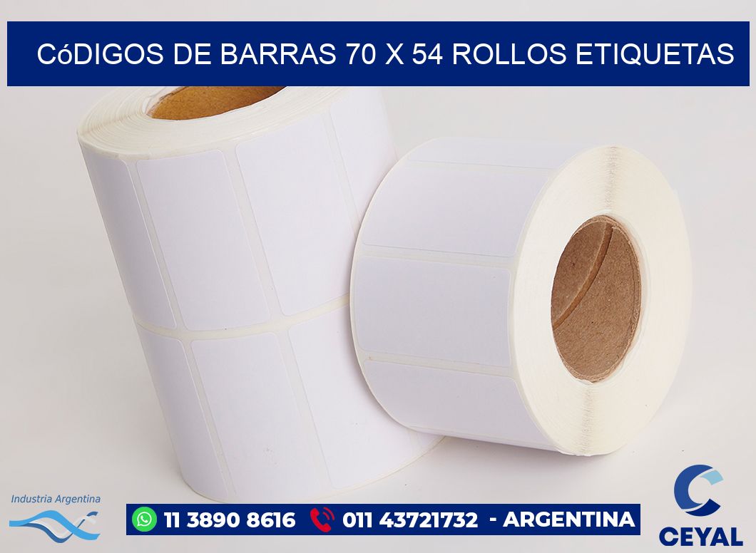 Códigos de Barras 70 x 54 ROLLOS ETIQUETAS