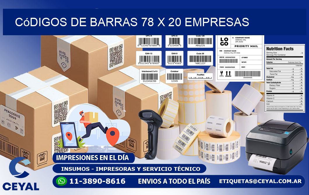 Códigos de Barras 78 x 20 empresas