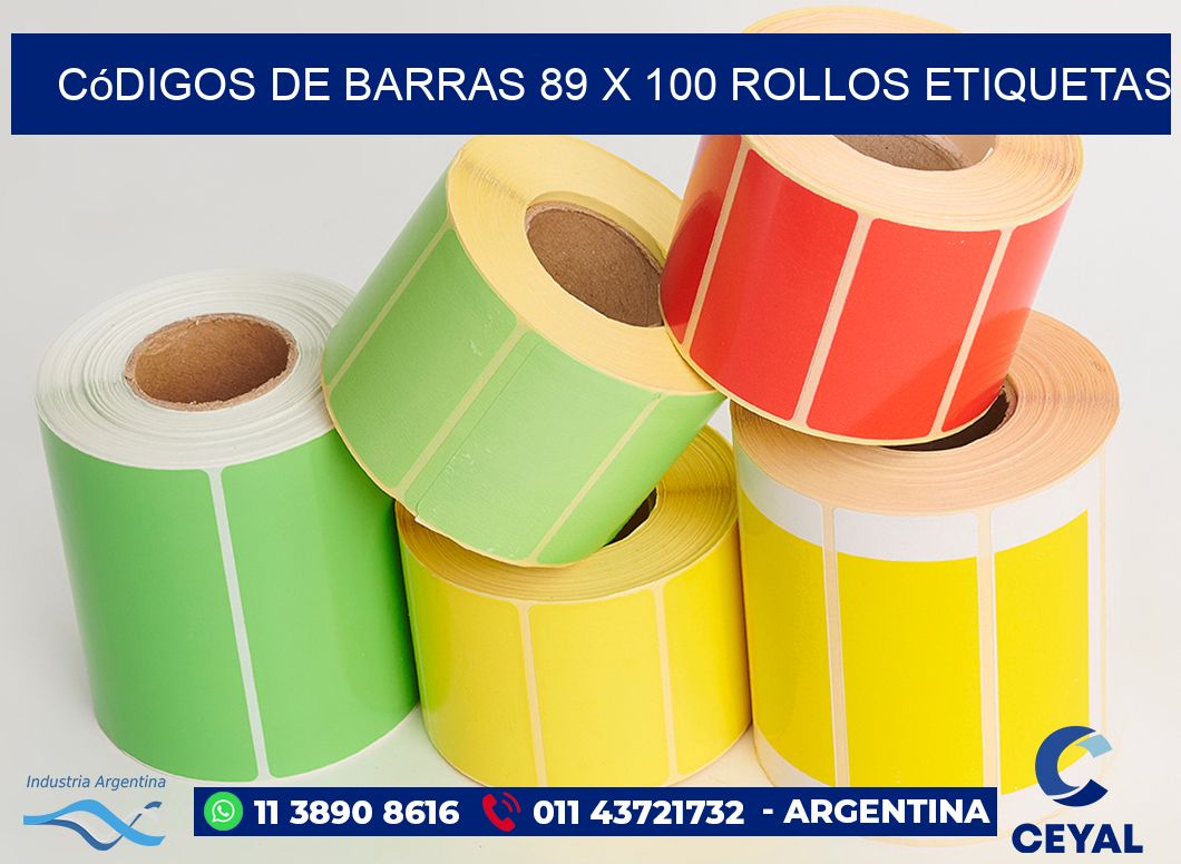 Códigos de Barras 89 x 100 ROLLOS ETIQUETAS