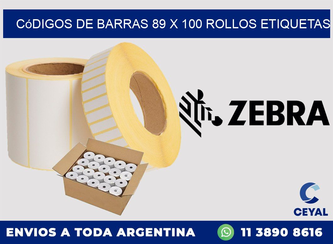 Códigos de Barras 89 x 100 ROLLOS ETIQUETAS