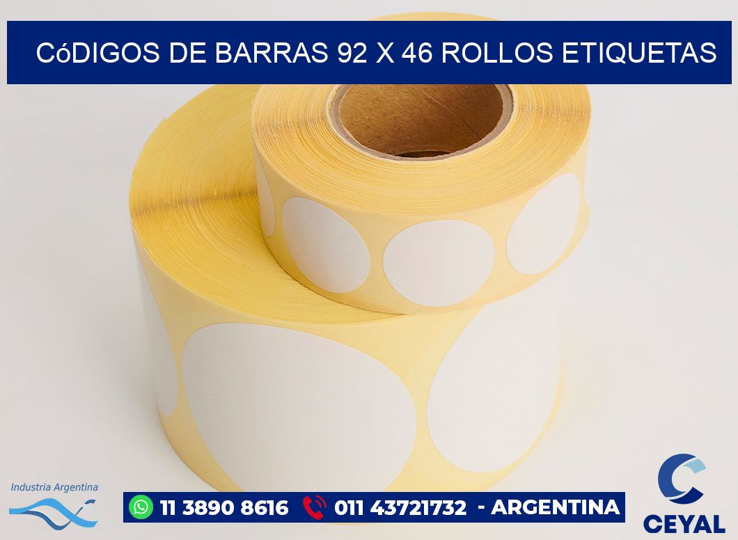 Códigos de Barras 92 x 46 ROLLOS ETIQUETAS