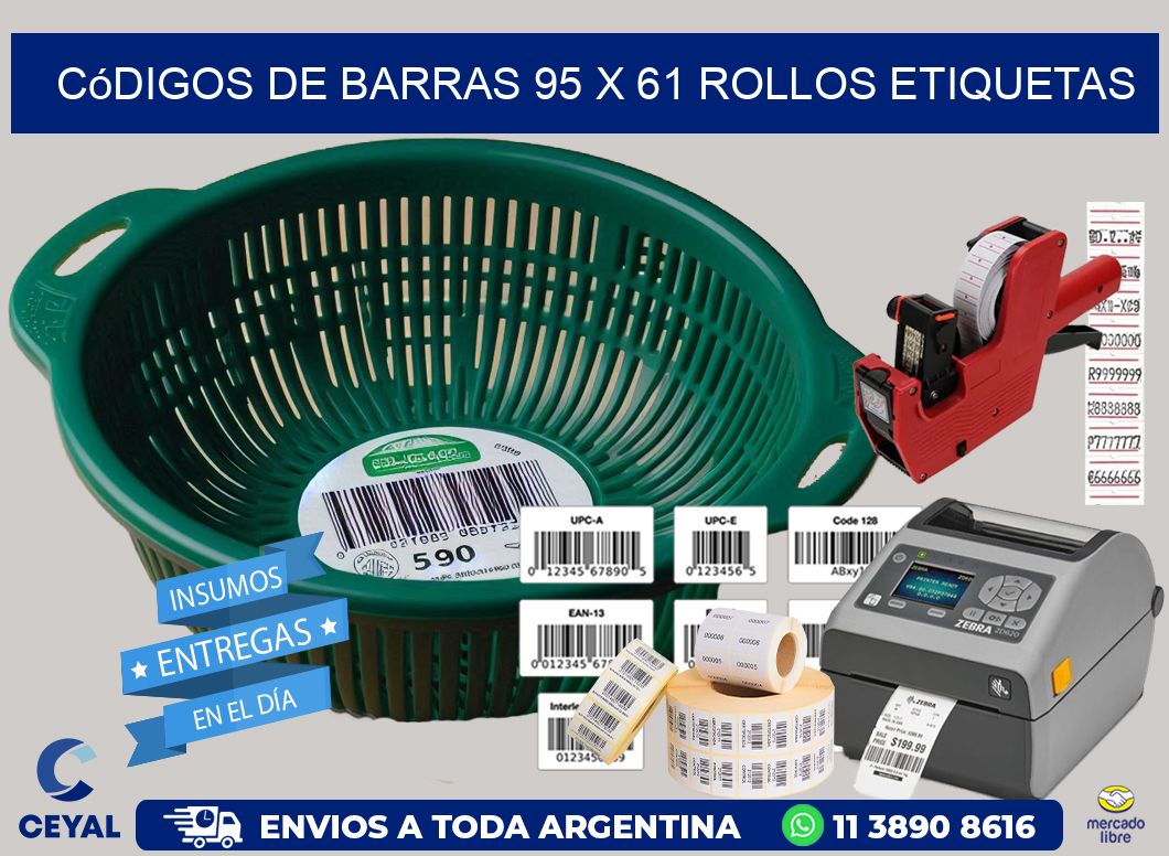 Códigos de Barras 95 x 61 ROLLOS ETIQUETAS