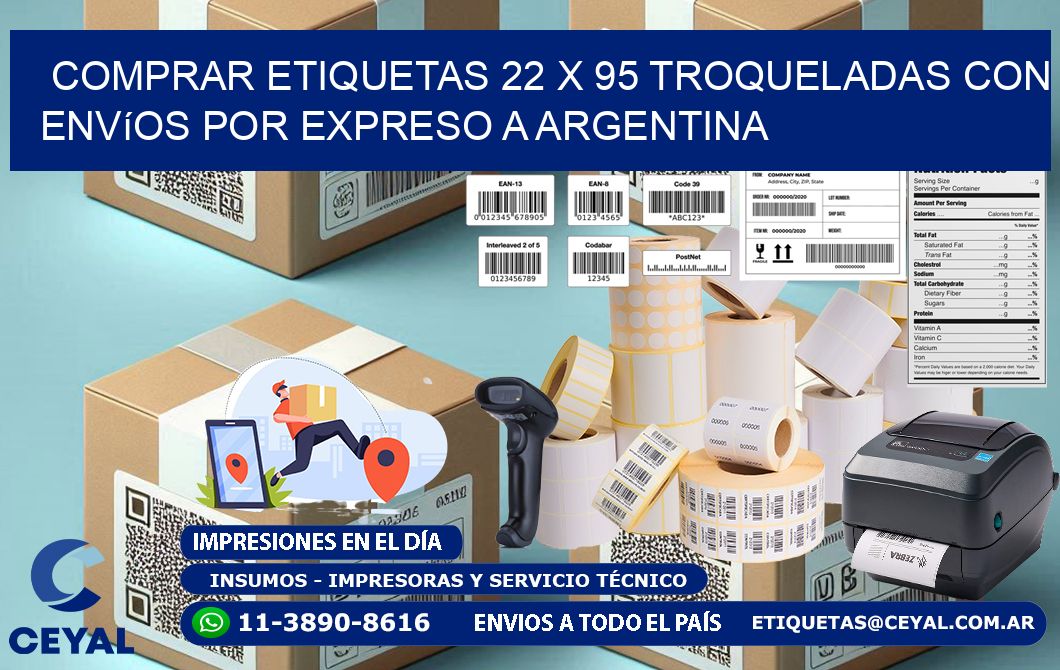 Comprar etiquetas 22 x 95 troqueladas con envíos por expreso a Argentina