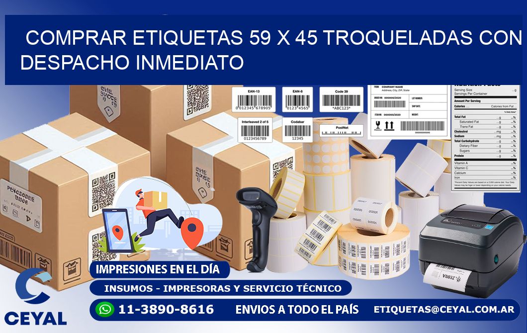 Comprar etiquetas 59 x 45 troqueladas con despacho inmediato