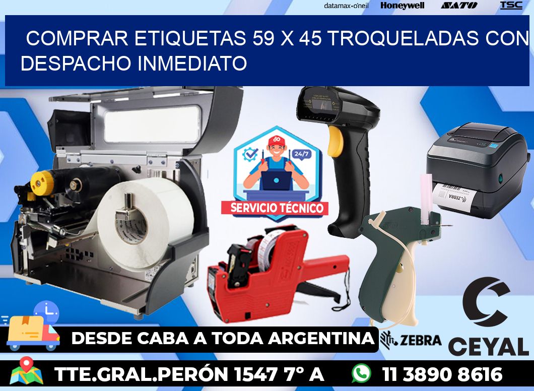 Comprar etiquetas 59 x 45 troqueladas con despacho inmediato