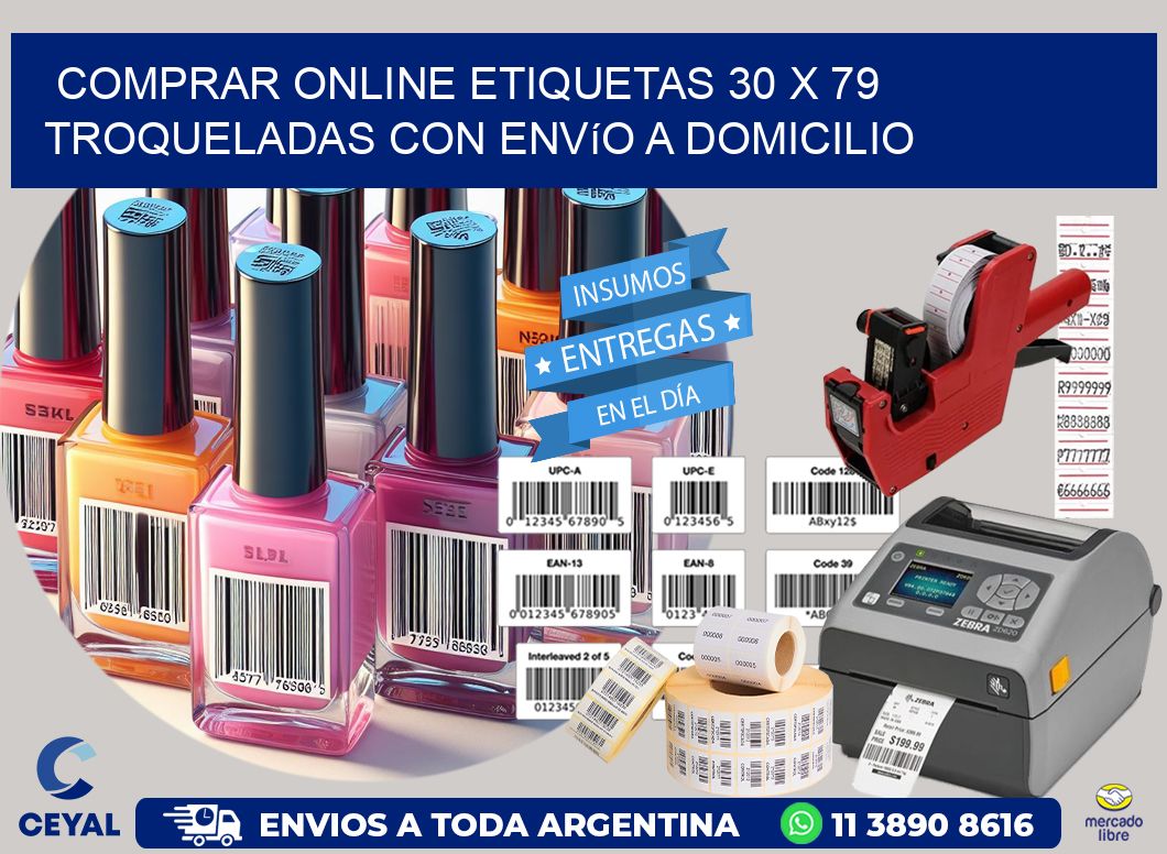 Comprar online etiquetas 30 x 79 troqueladas con envío a domicilio