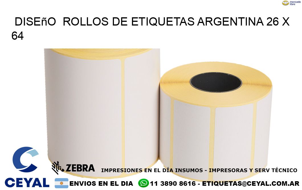 Diseño  ROLLOS DE ETIQUETAS ARGENTINA 26 x 64