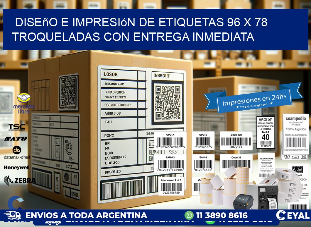 Diseño e impresión de etiquetas 96 x 78 troqueladas con entrega inmediata