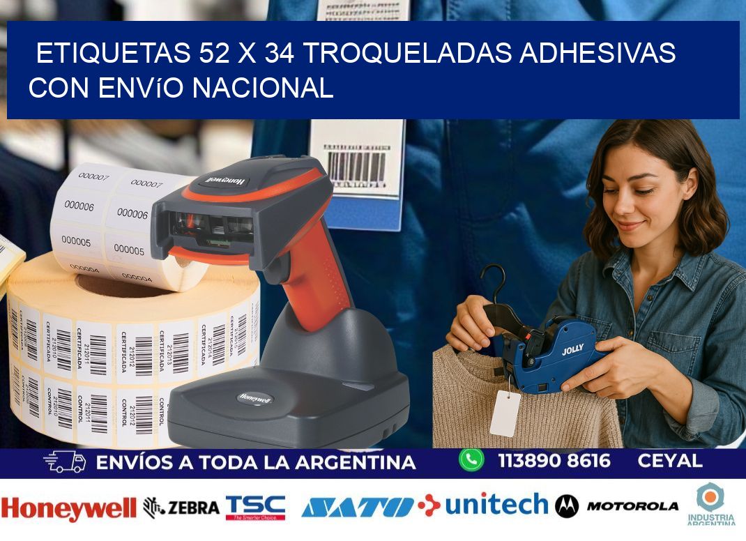Etiquetas 52 x 34 troqueladas adhesivas con envío nacional