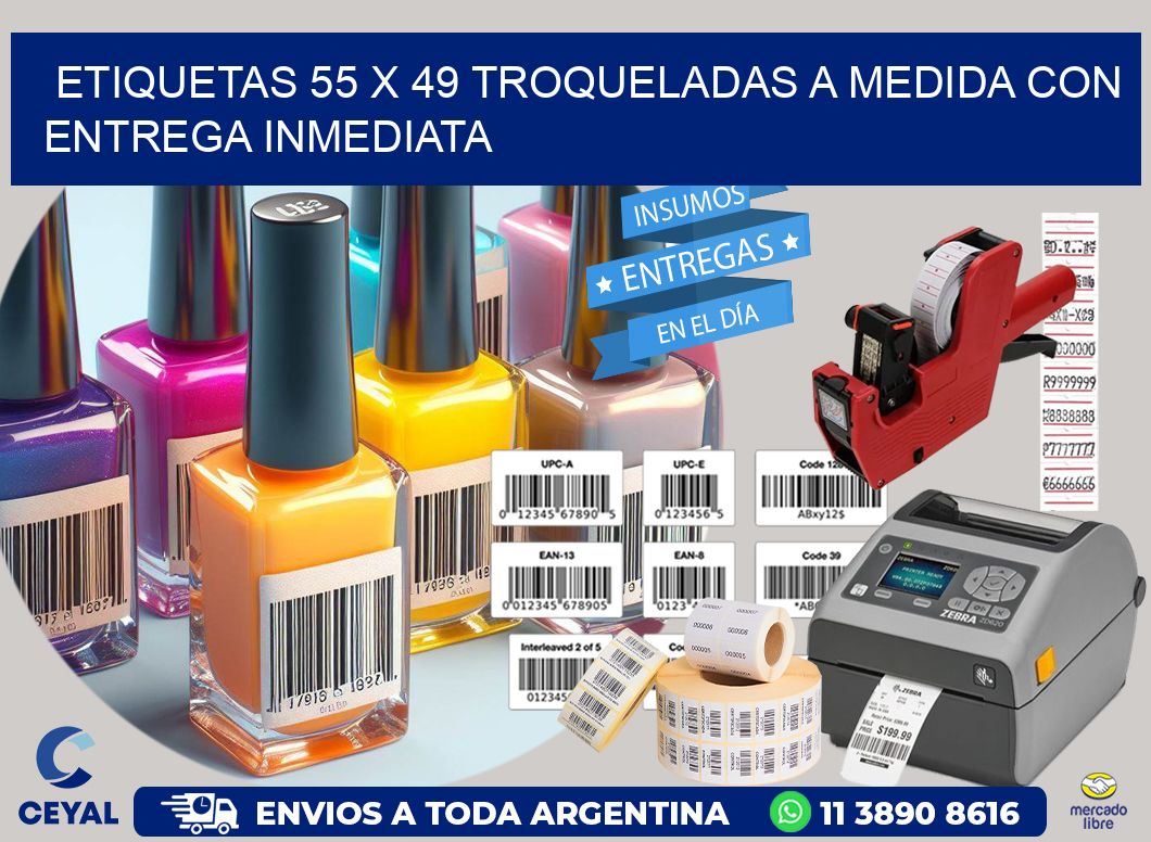 Etiquetas 55 x 49 troqueladas a medida con entrega inmediata