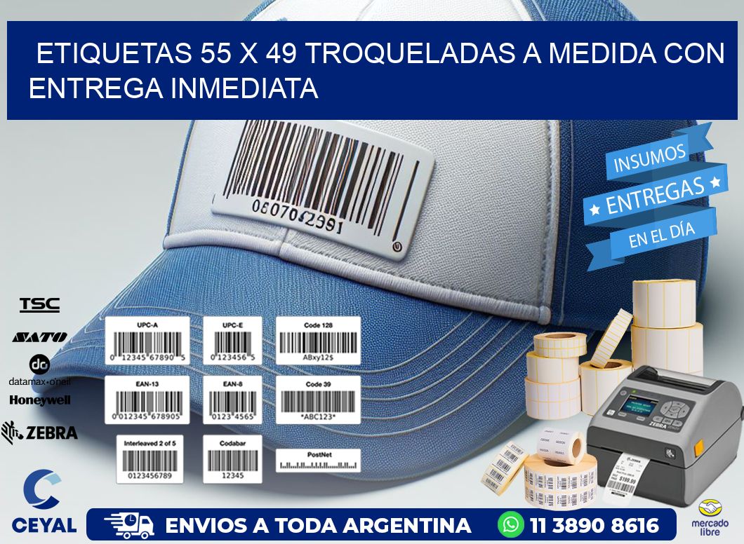 Etiquetas 55 x 49 troqueladas a medida con entrega inmediata