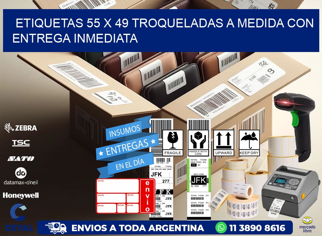 Etiquetas 55 x 49 troqueladas a medida con entrega inmediata
