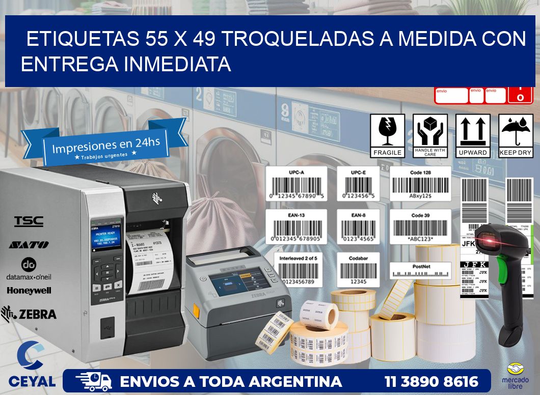 Etiquetas 55 x 49 troqueladas a medida con entrega inmediata