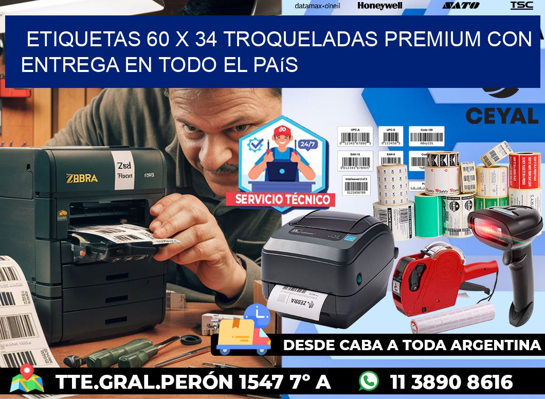 Etiquetas 60 x 34 troqueladas premium con entrega en todo el país